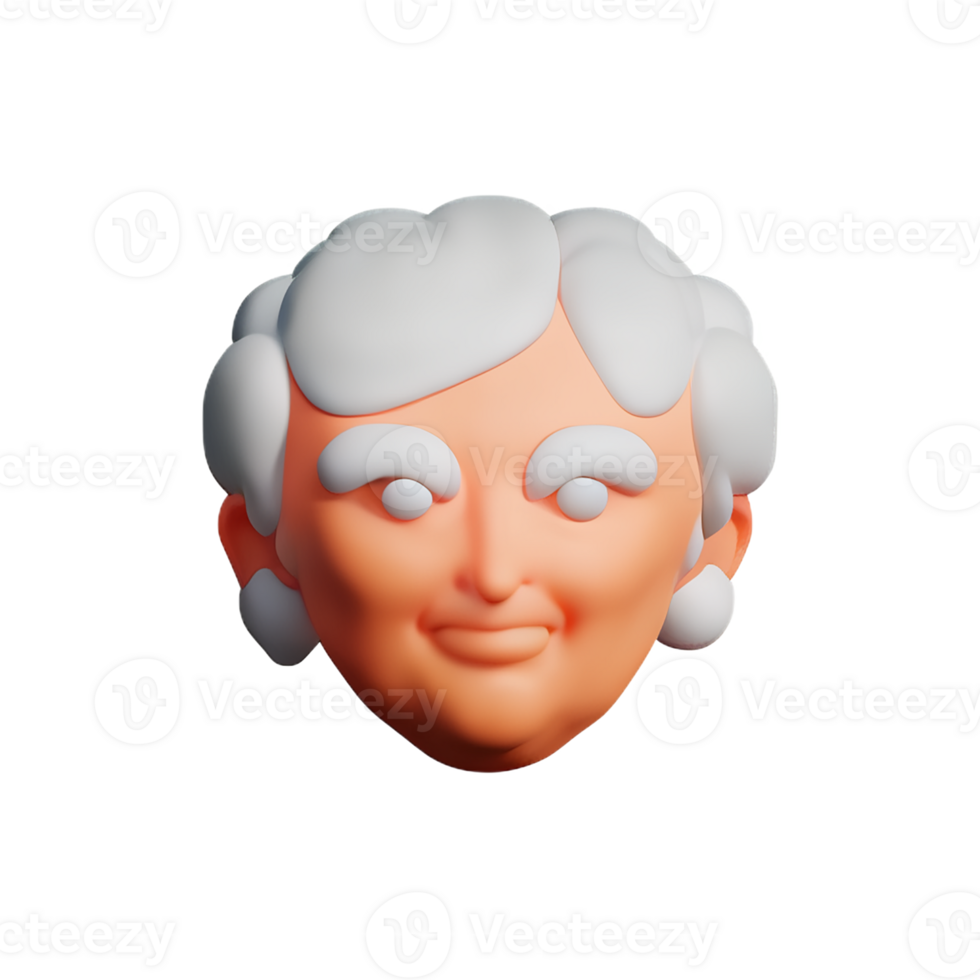 grandma face 3d rendering icon illustration png