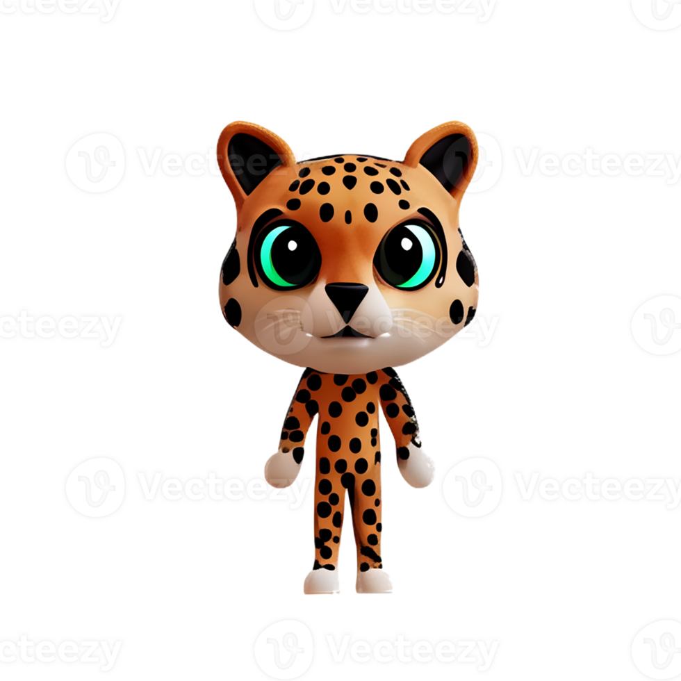 cheetah 3d rendering icon illustration png