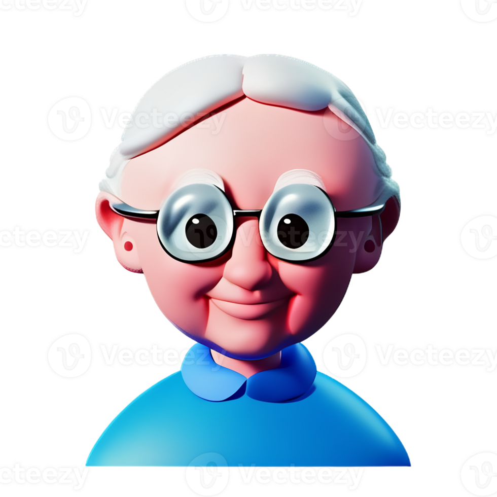 grandma face 3d rendering icon illustration png