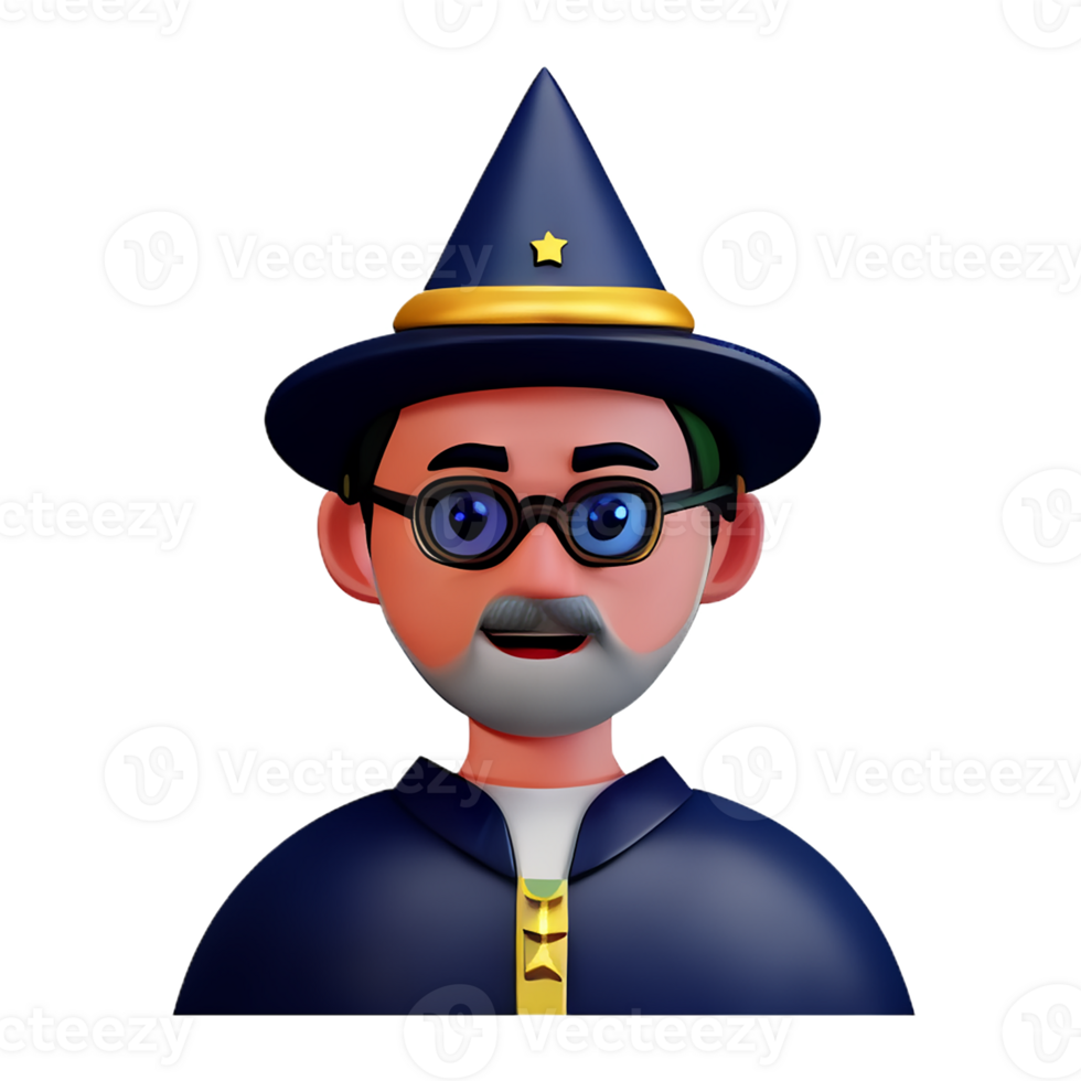 wizard face 3d rendering icon illustration png