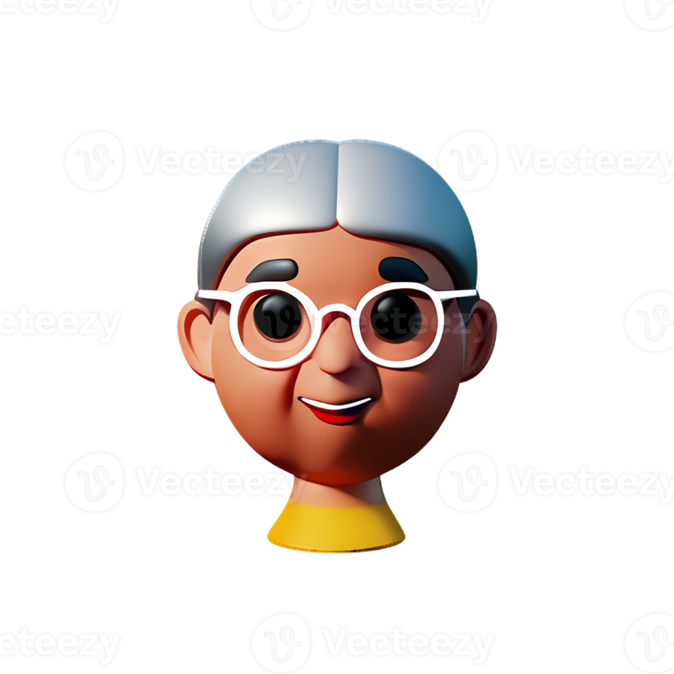 grandma face 3d rendering icon illustration png