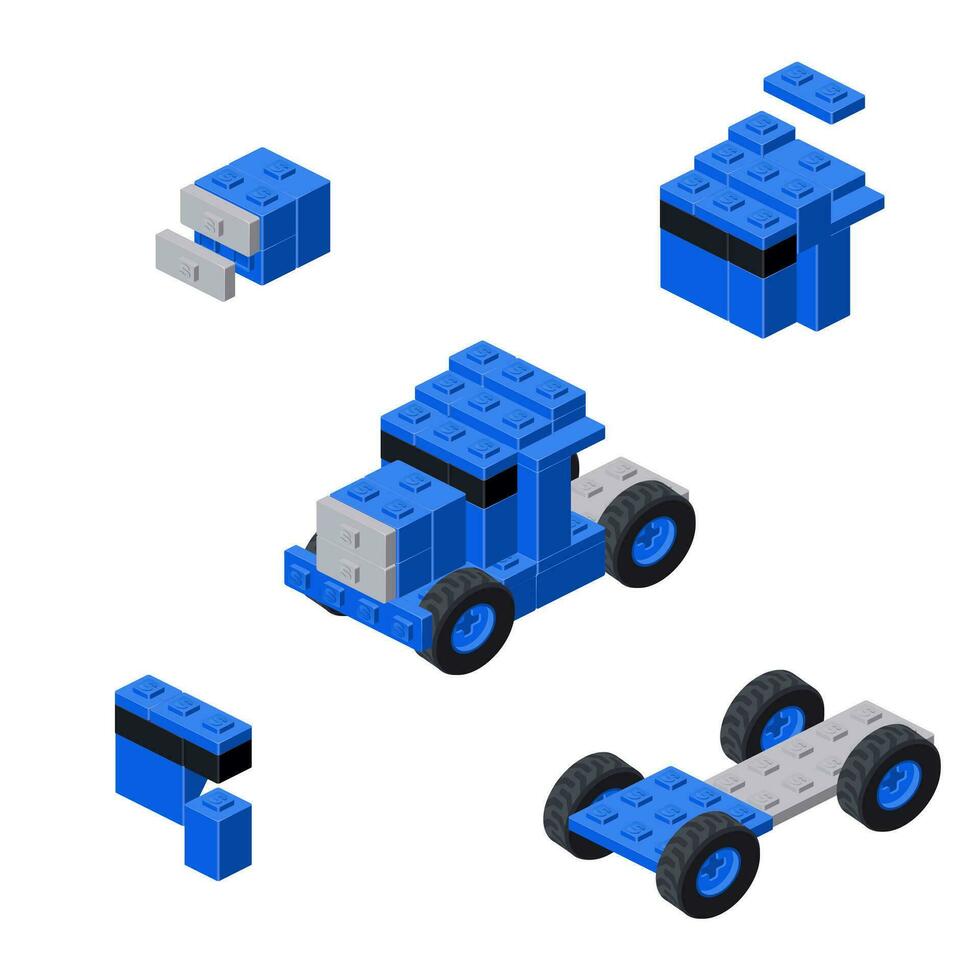 Concept with a blue truck in isometric style for print and design.Vector illustration. vector