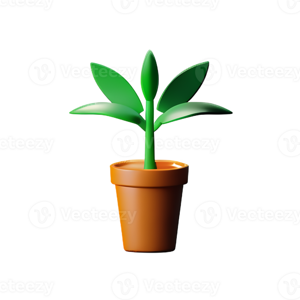 potted plants 3d rendering icon illustration png