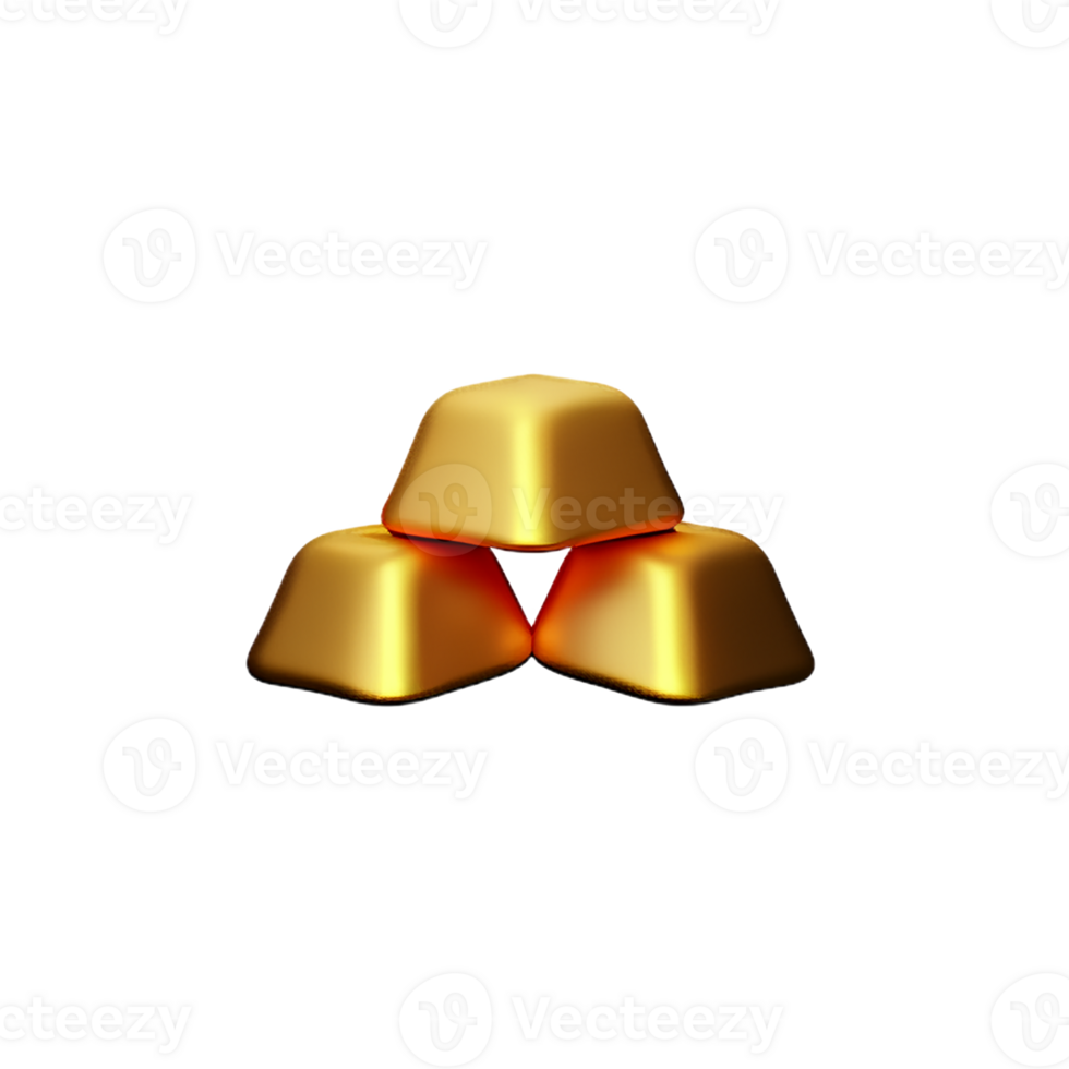 gold bar 3d rendering icon illustration png