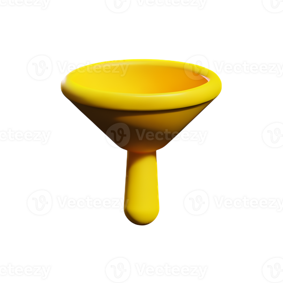 funnel 3d rendering icon illustration png