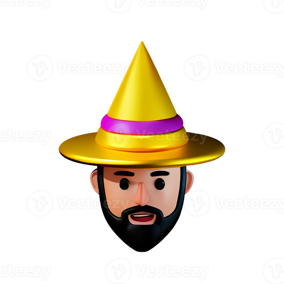 wizard face 3d rendering icon illustration png