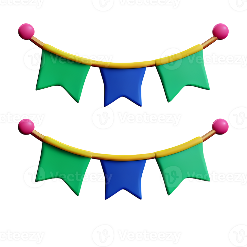 bunting 3d rendering icon illustration png