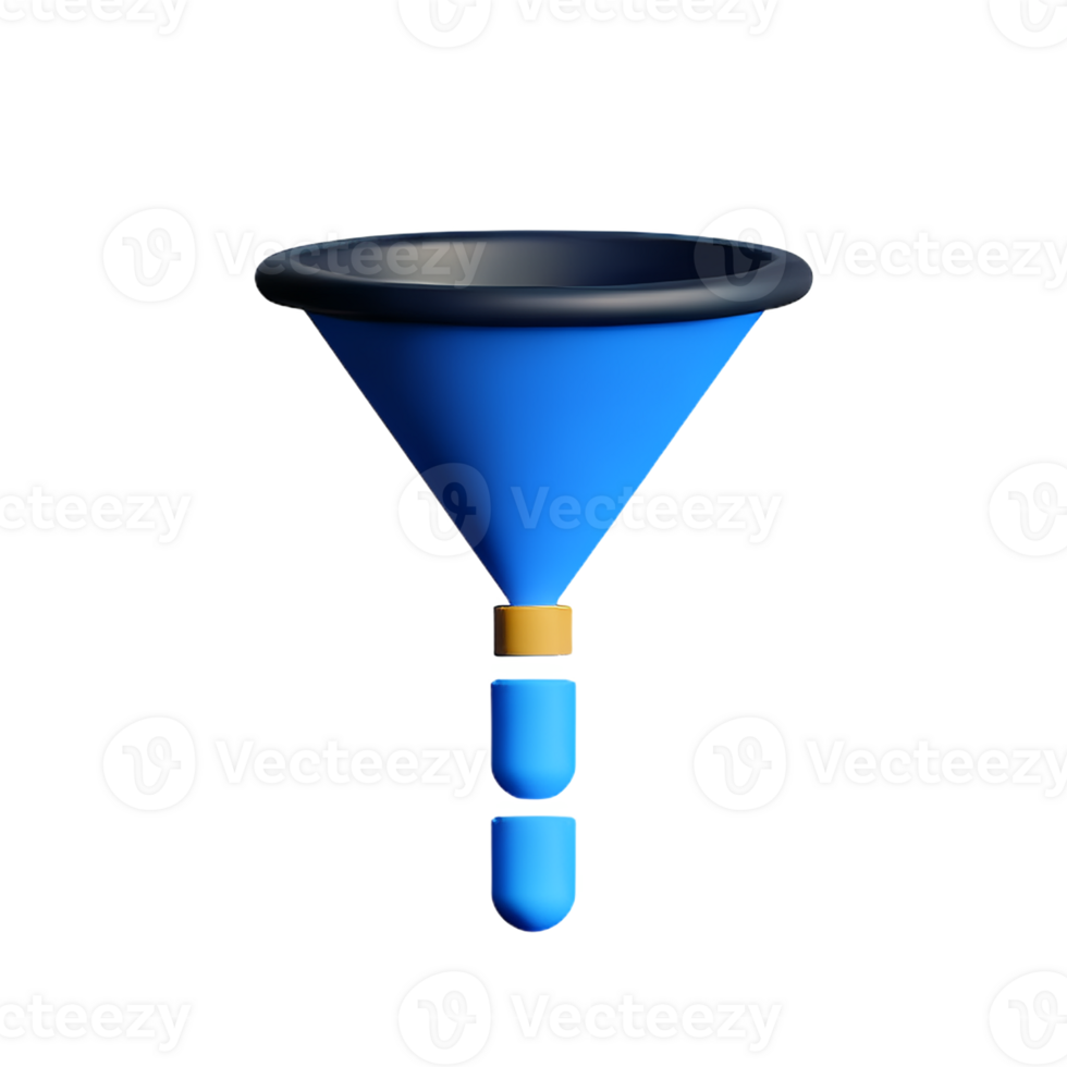 funnel 3d rendering icon illustration png