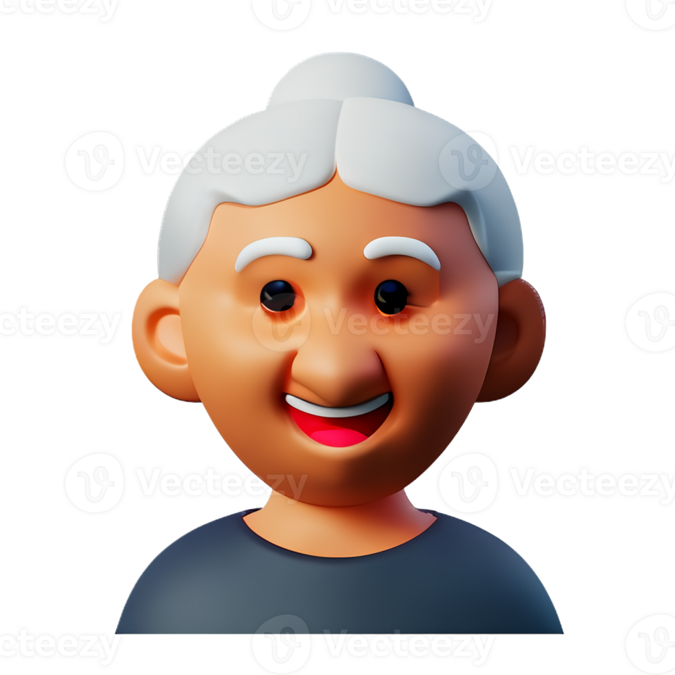grandma face 3d rendering icon illustration png