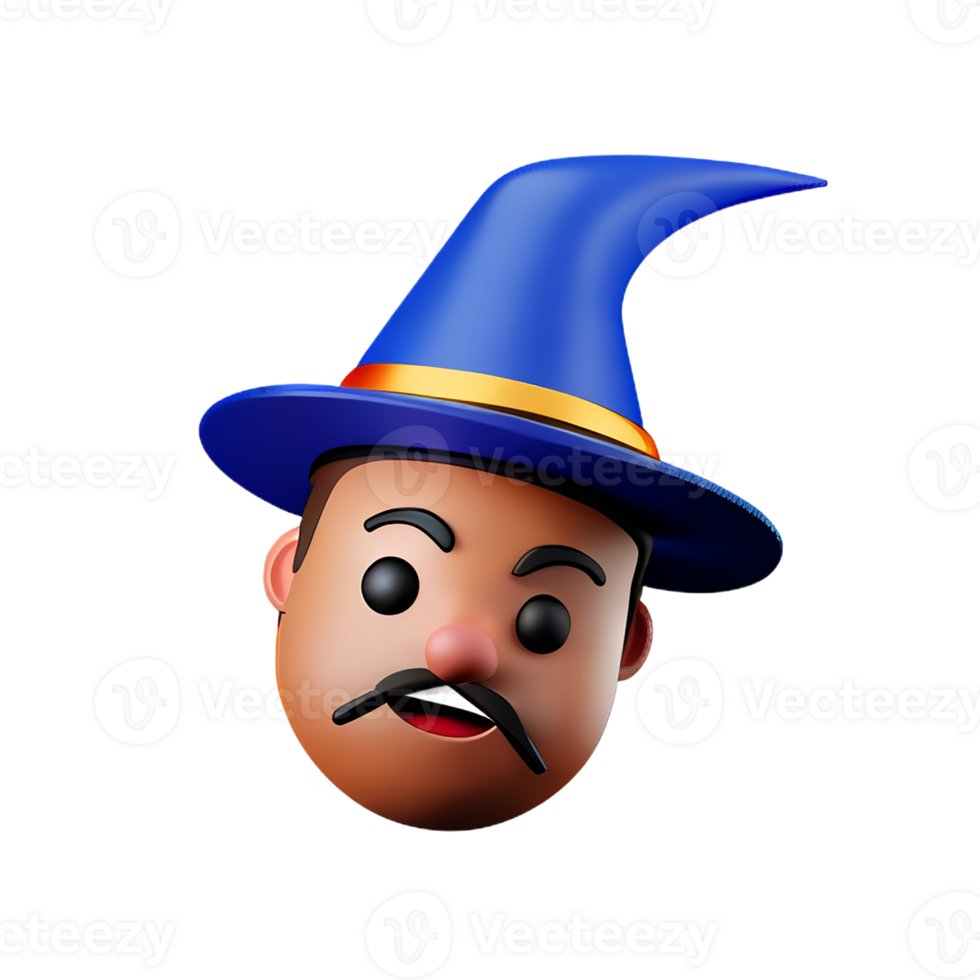 wizard face 3d rendering icon illustration png