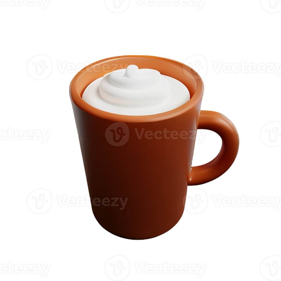 cappuccino 3d rendering icon illustration png