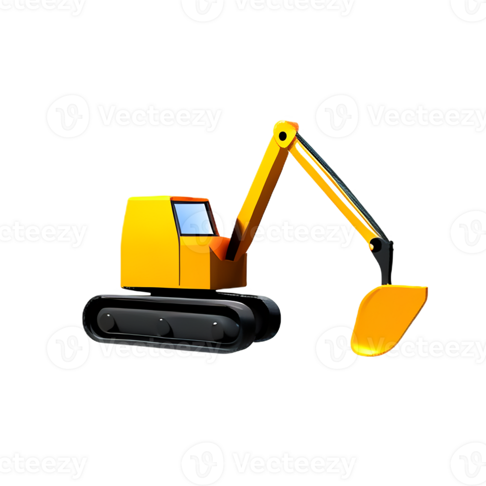 excavator 3d rendering icon illustration png