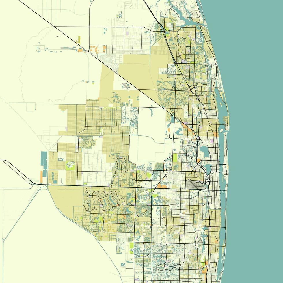 Map of West Palm Beach, Florida, USA vector