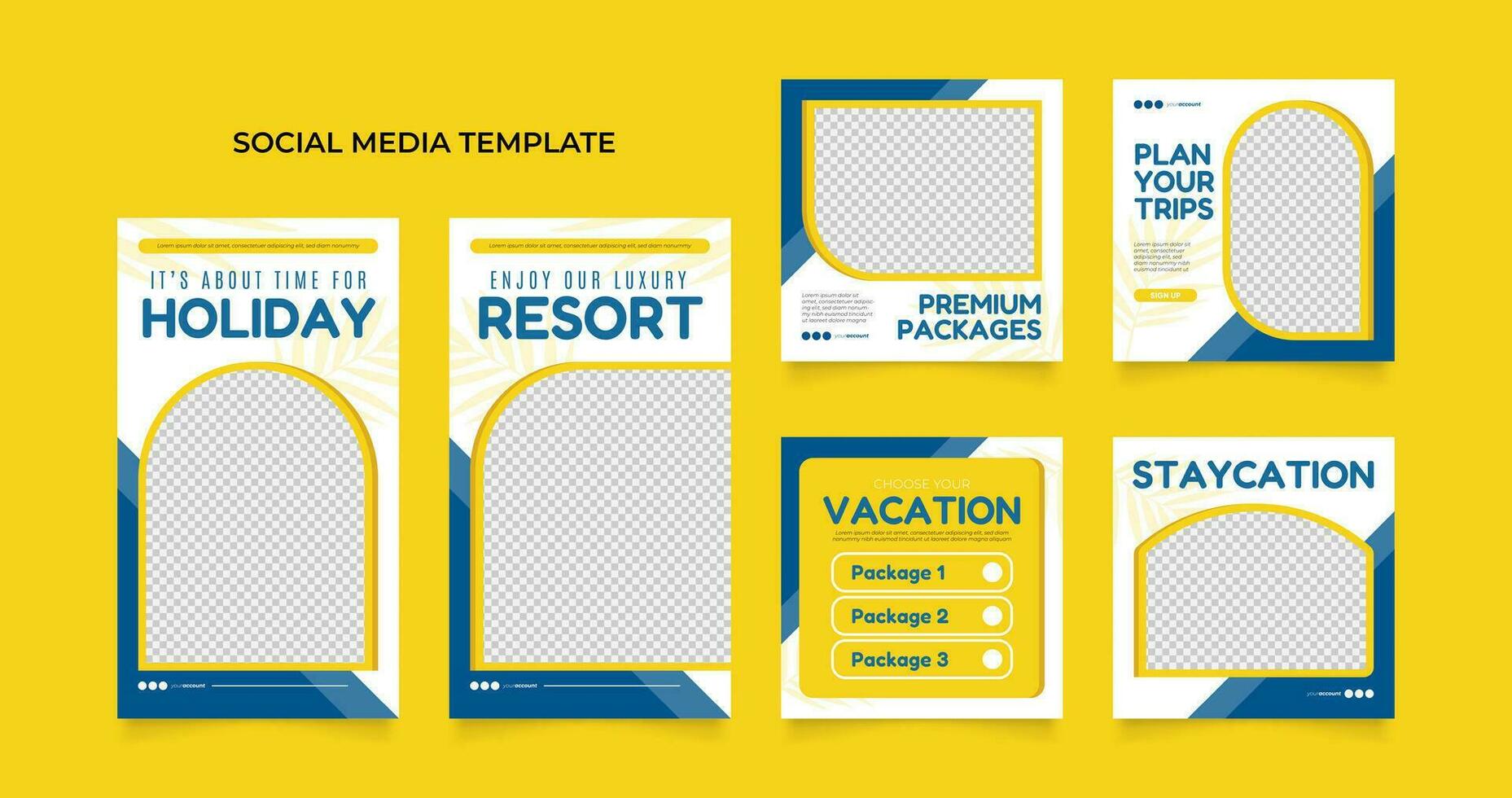 social media template banner travel and vacation service promotion vector