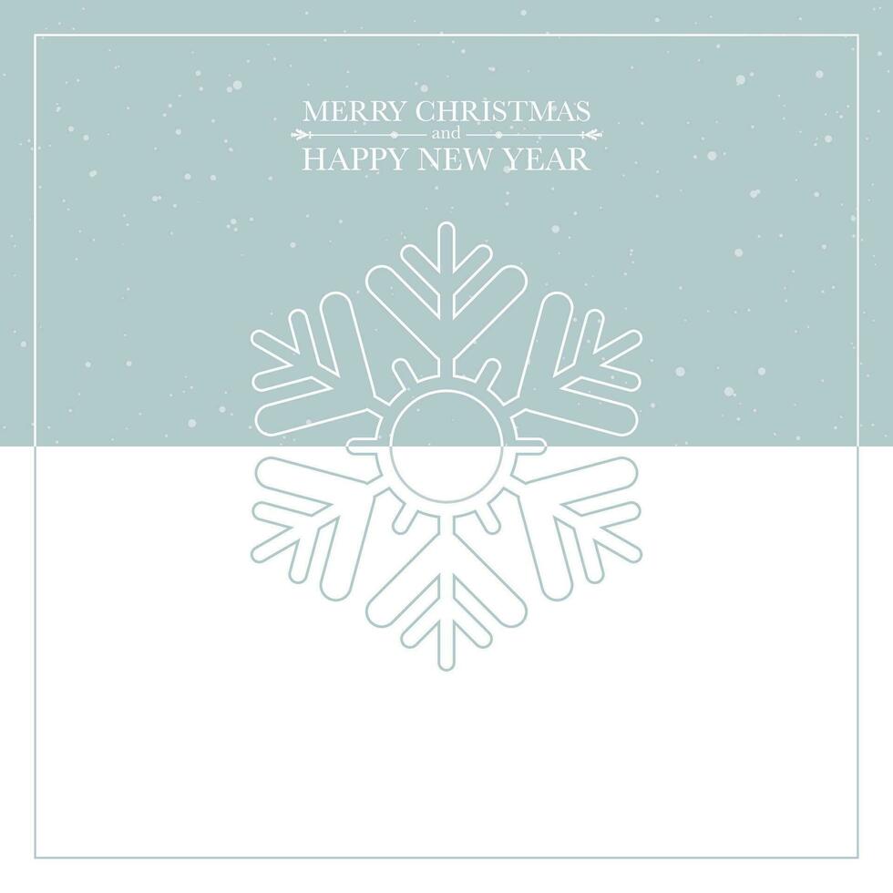 Merry Christmas and Happy New Year with snowflake minimal style greeting card template. vector