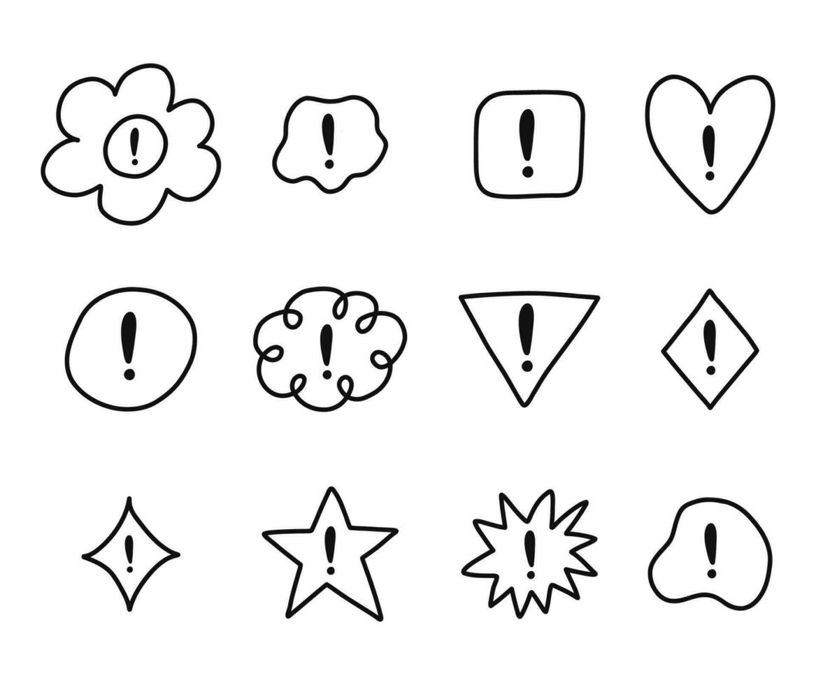 Cute hand drawn mark set for bullet journal. Diary note elements with checkboxes in the shape of flower, star, heart, circle, cloud. Exclamation point as important sign for weekly planner, notebook vector
