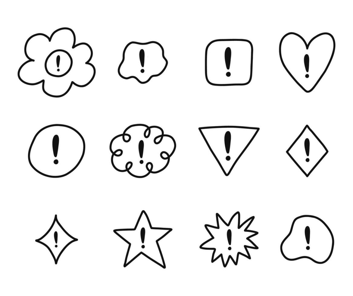 linda mano dibujado marca conjunto para bala diario. diario Nota elementos con casillas de verificación en el forma de flor, estrella, corazón, círculo, nube. exclamación punto como importante firmar para semanal planificador, cuaderno vector