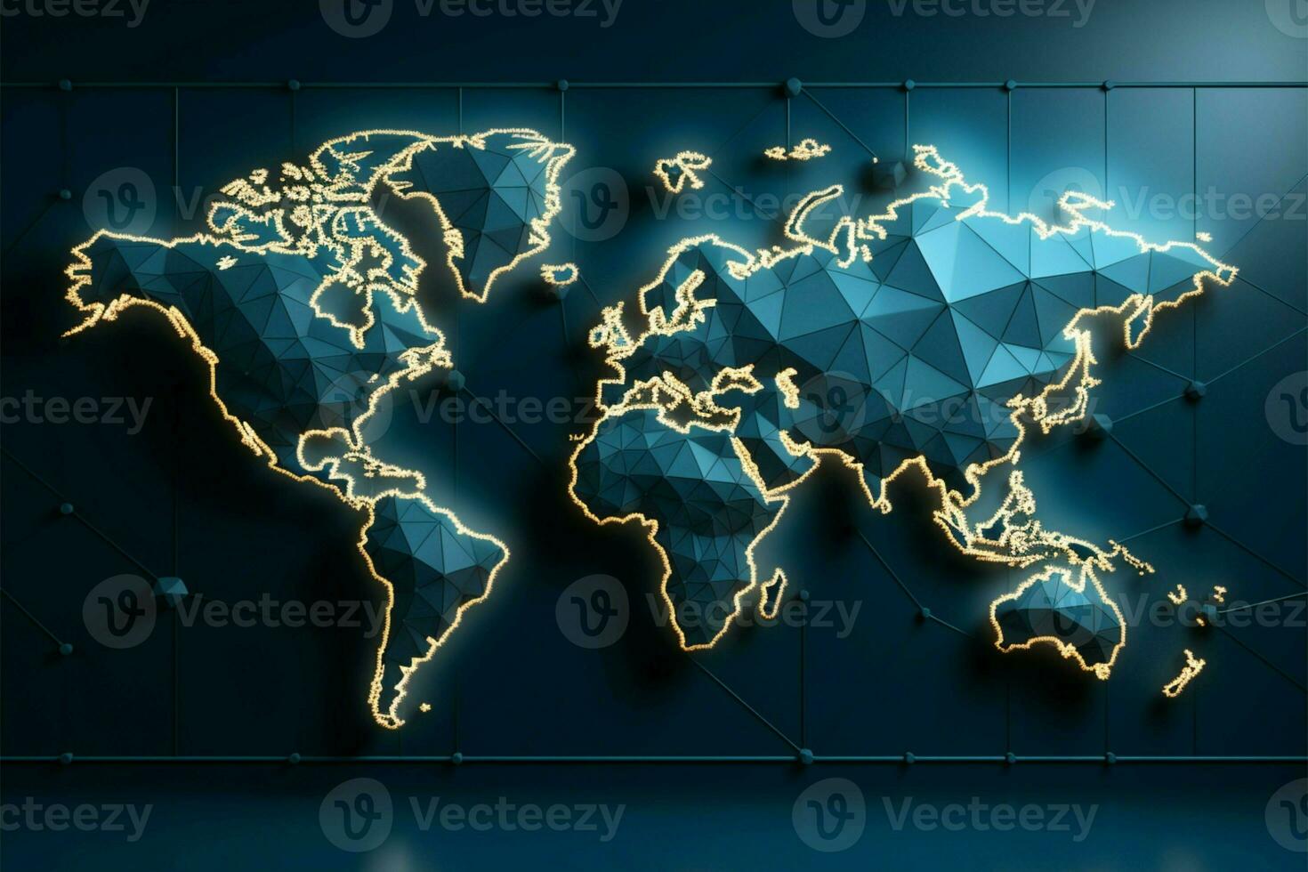 Themed backdrop. Geometric 3D world map enhances global presentations impeccably AI Generated photo