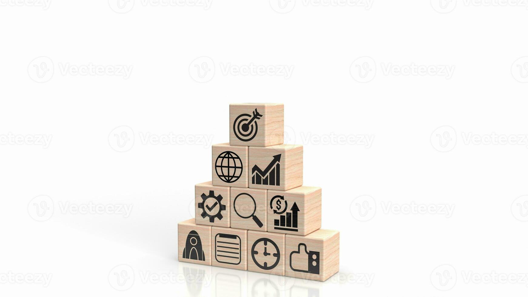 The Business icon on wood white Background  3d rendering. photo