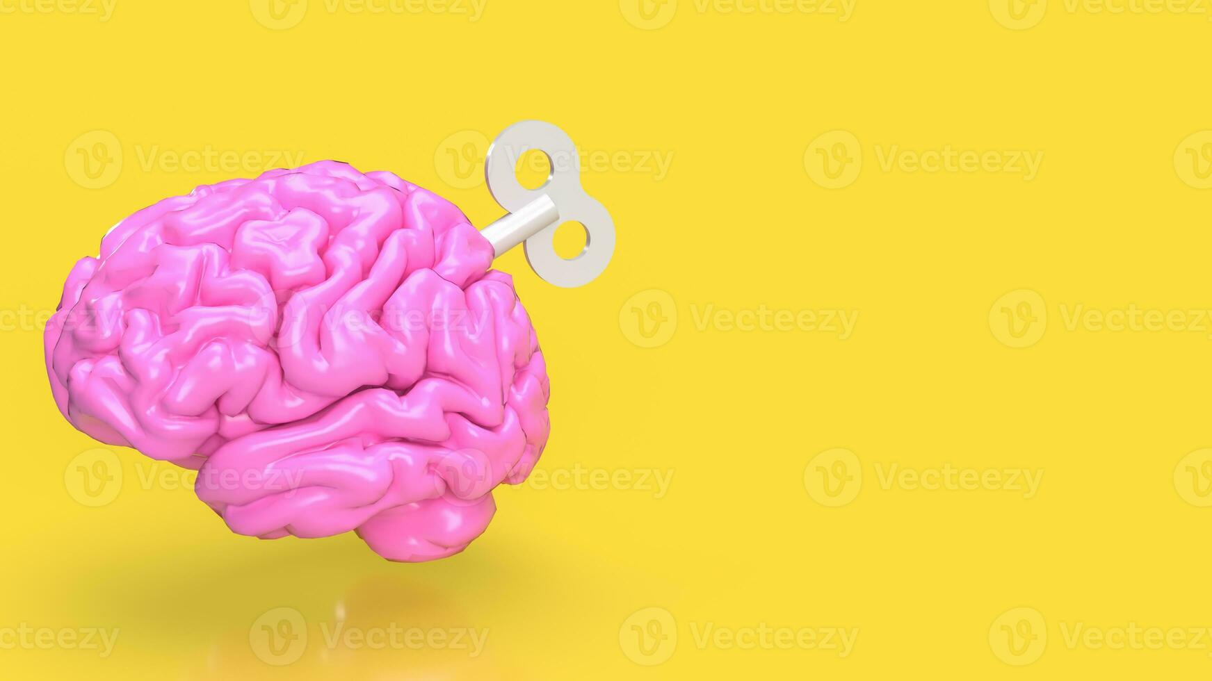 The Human Brain with wind up for Business or sci and medical concept 3d rendering photo