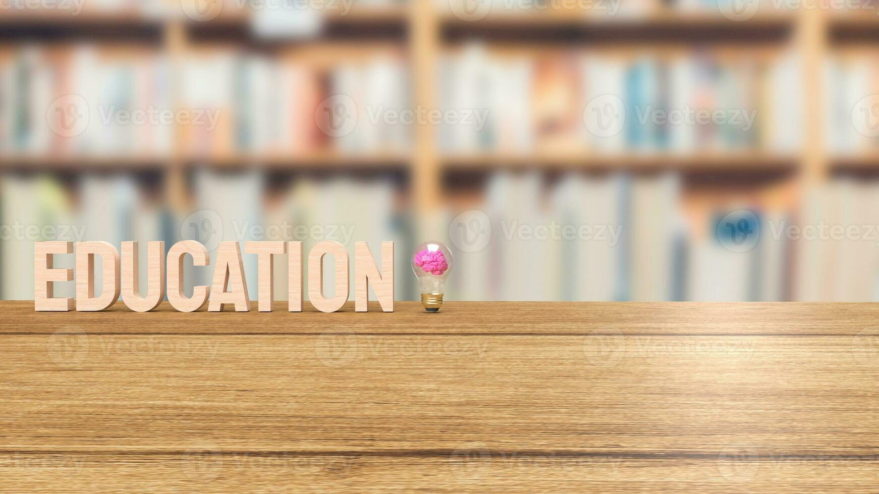 The brain in light bulb and eduction word 3d rendering photo