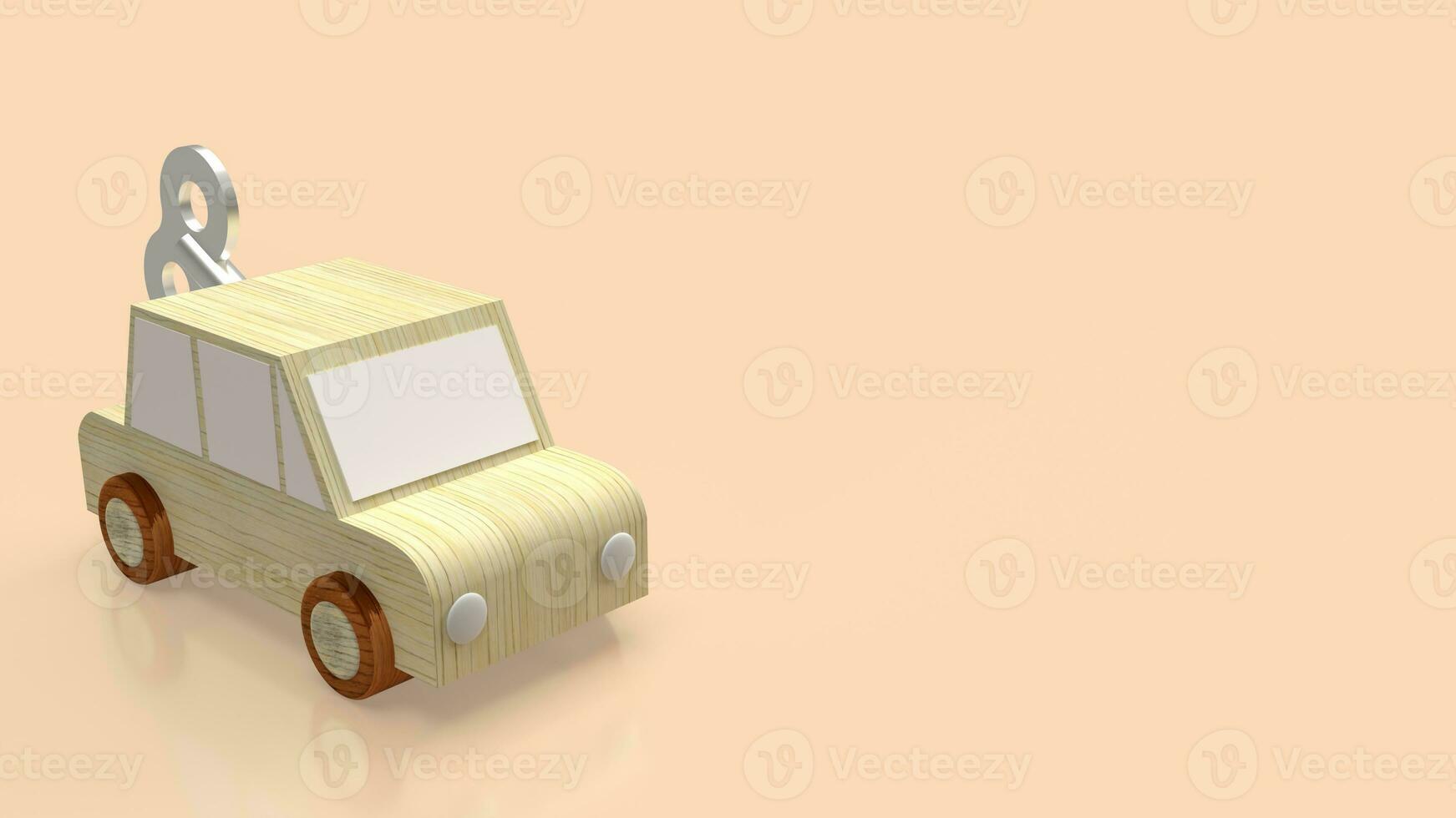 The car wood toy with wind up for service concept 3d rendering photo