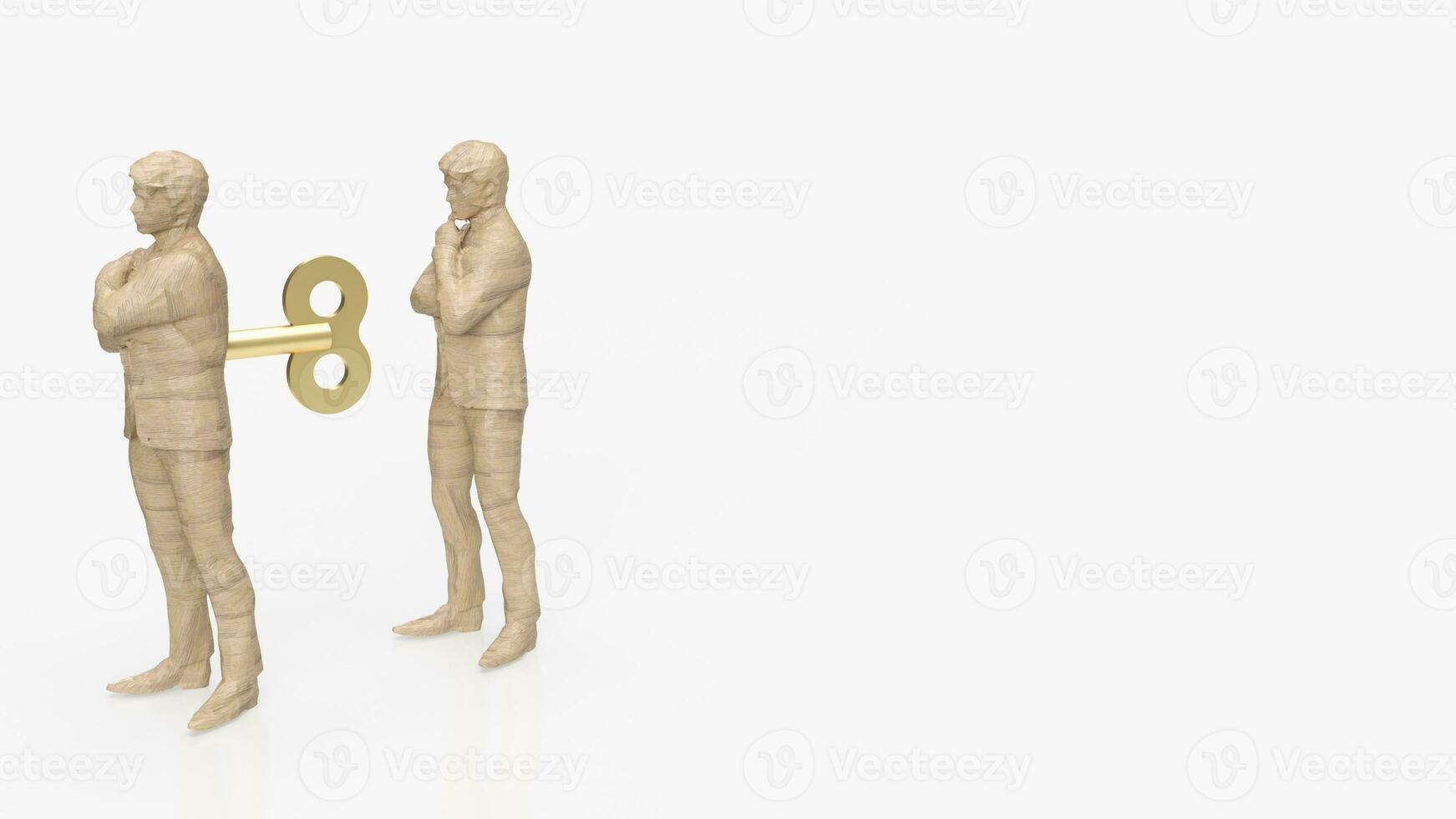 The man with wind up for business on white background concept 3d rendering photo
