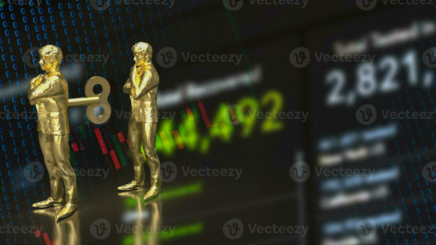 The man with wind up for business on chart background concept 3d rendering photo