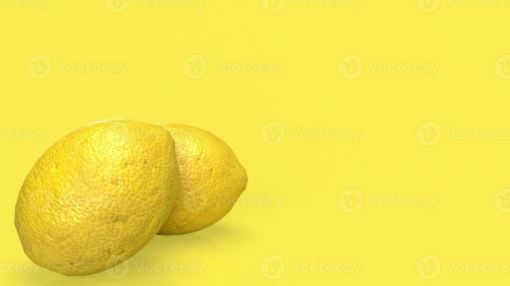 The lemon on yellow  background for food or drink concept 3d rendering photo