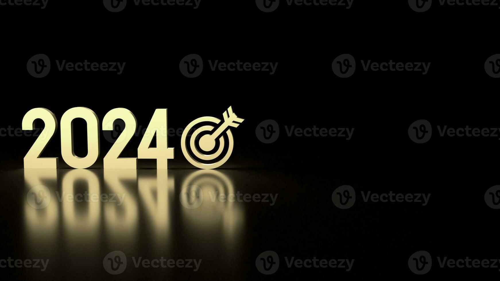 The Gold 2024 Number for New year Business concept 3d rendering photo
