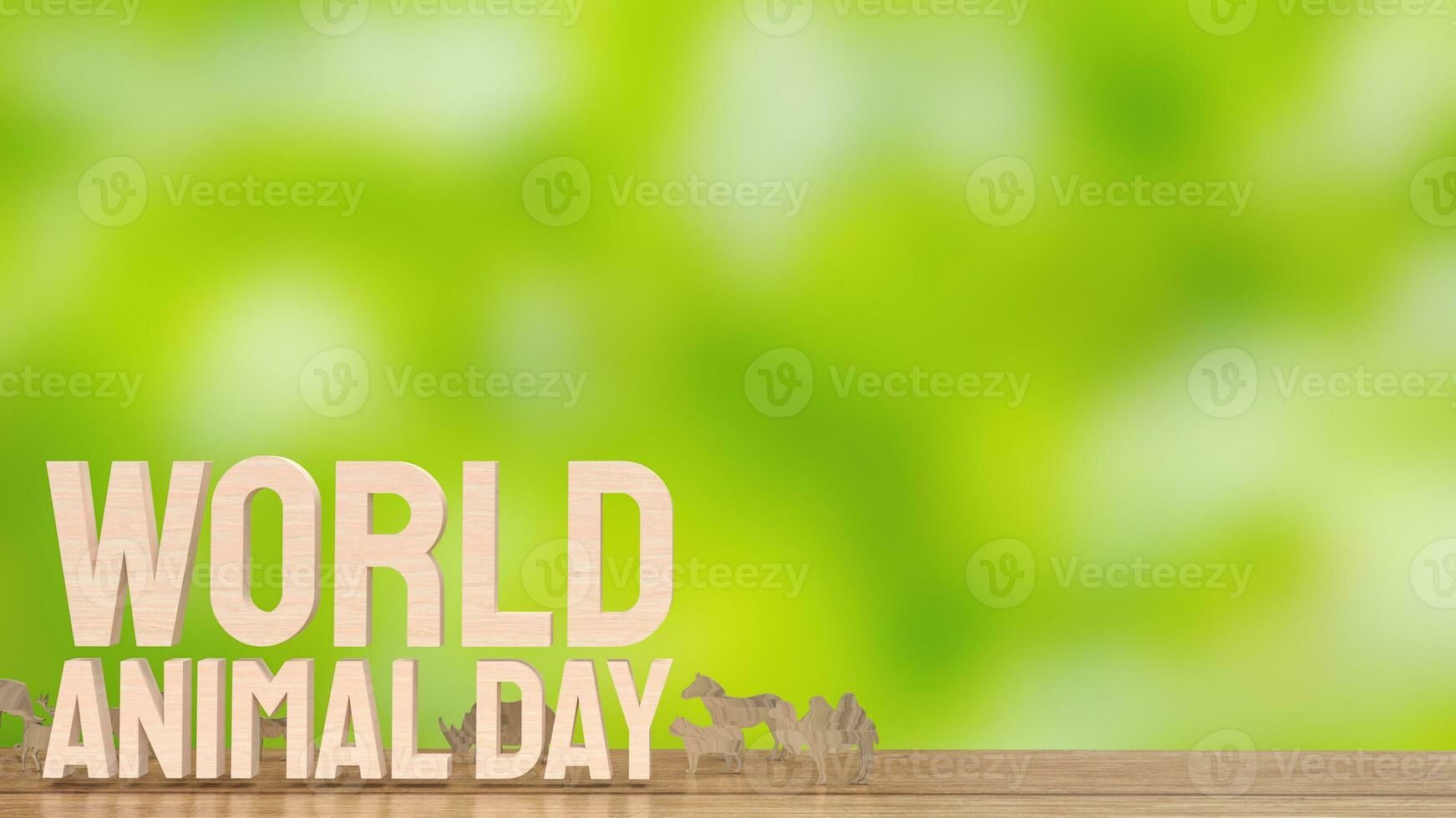 The animal plate and text for  World Animal Day concept 3d rendering photo