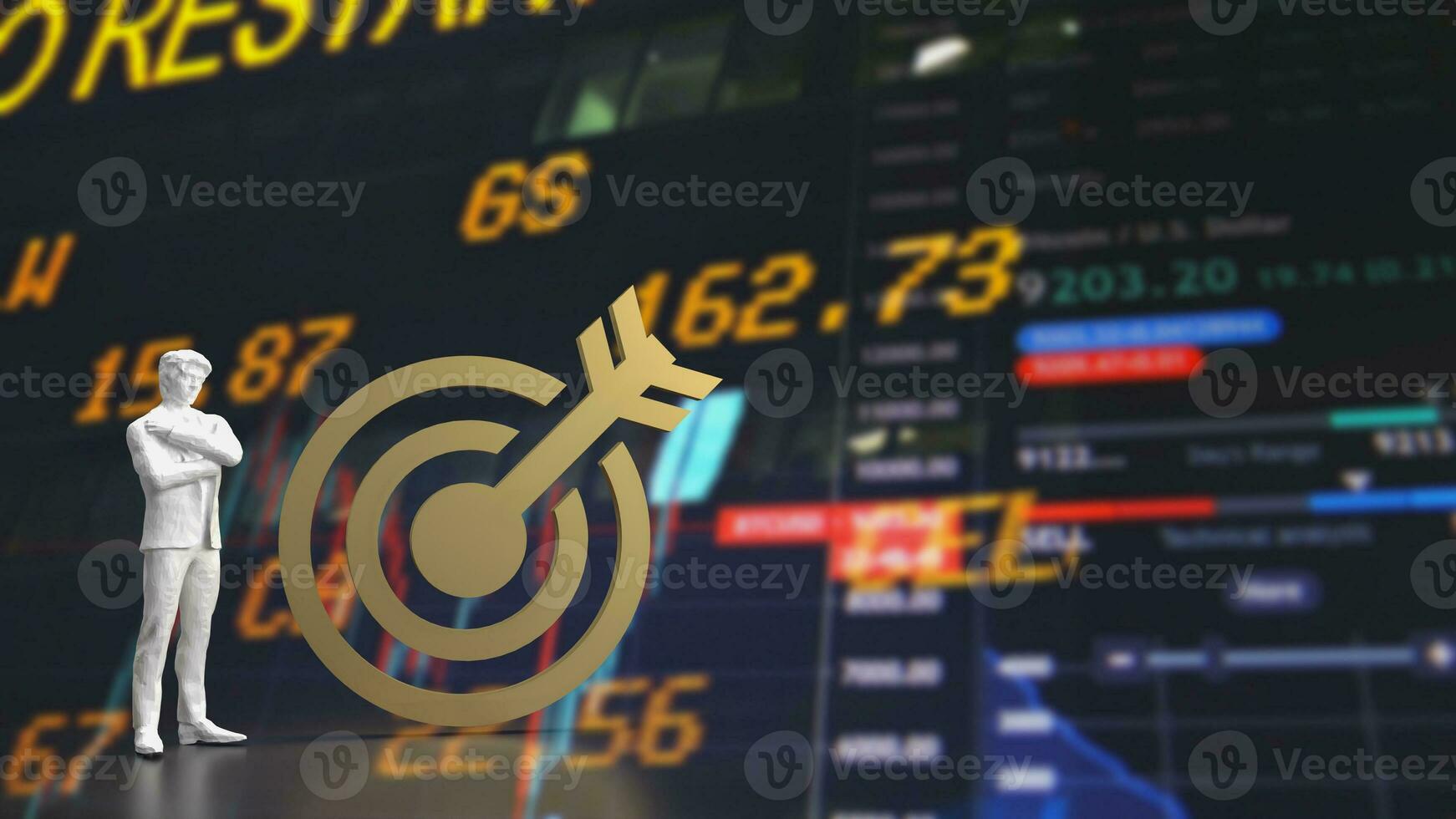 The man and  Gold point icon on black background  3d rendering photo