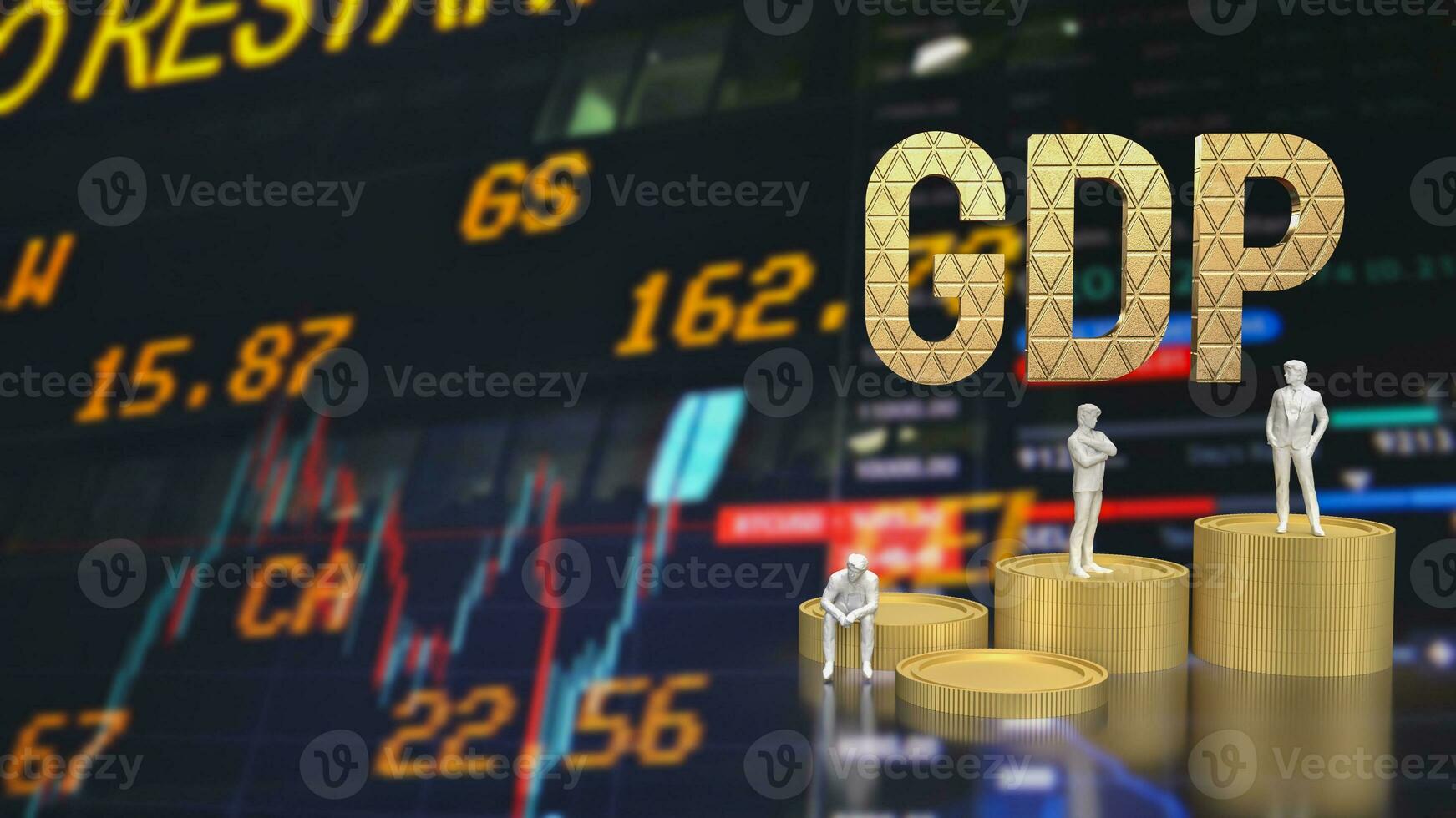 The Gap gold text and coins for Business concept  3d rendering photo