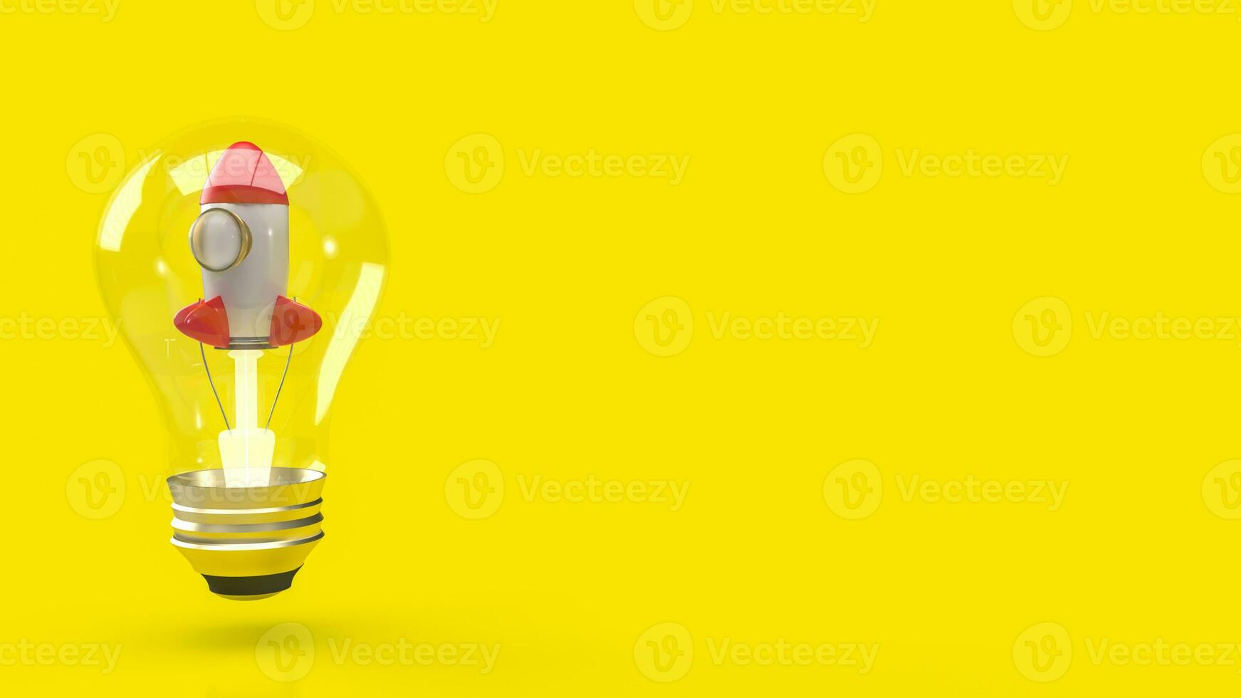 The rocket in bulb for startup Business concept 3d rendering photo