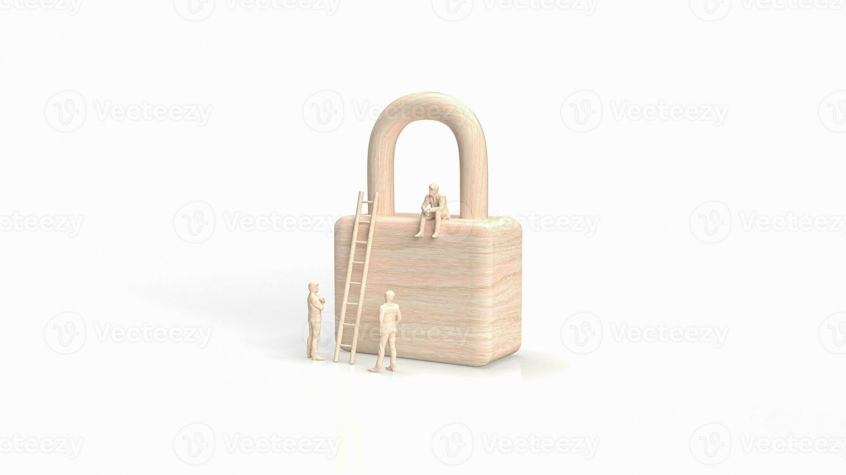 The man and lock for Business security concept 3d rendering photo