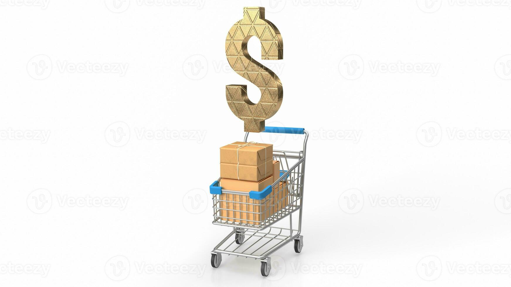 The shopping trolley and dollar symbol 3d rendering photo