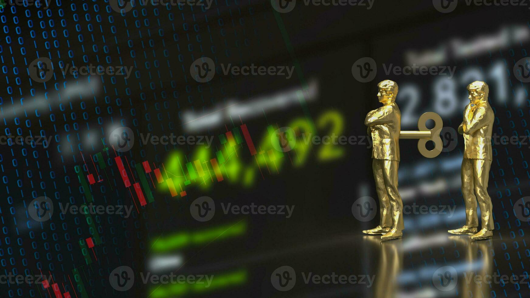 The man with wind up for business on chart background concept 3d rendering photo