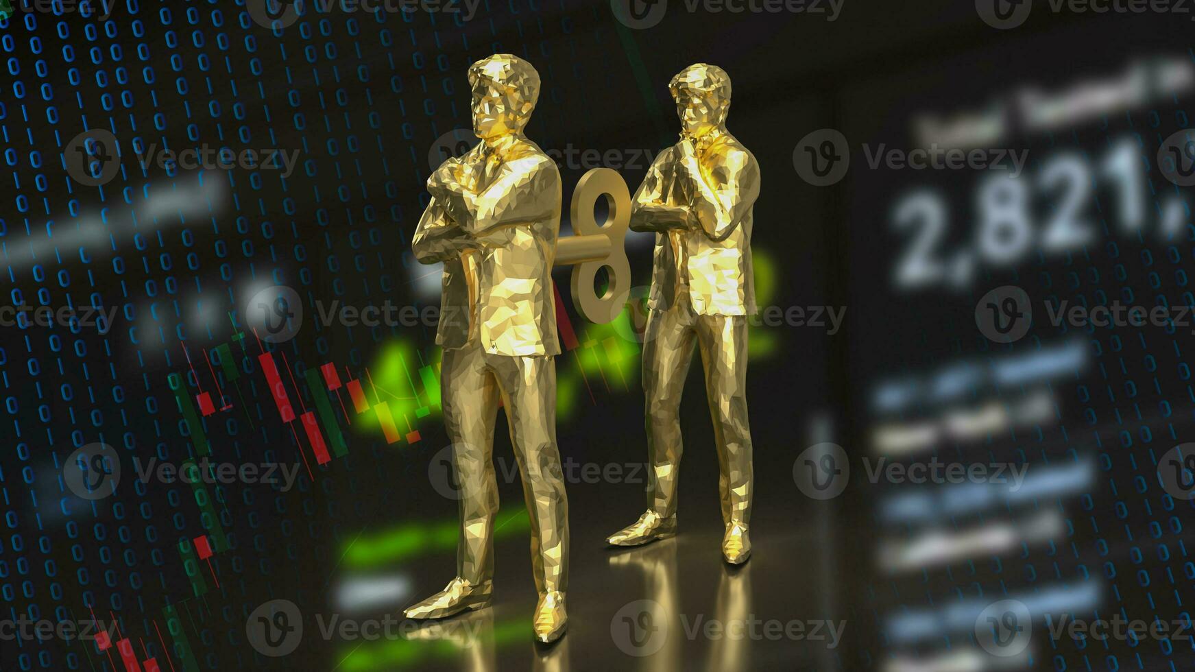 The man with wind up for business on chart background concept 3d rendering photo