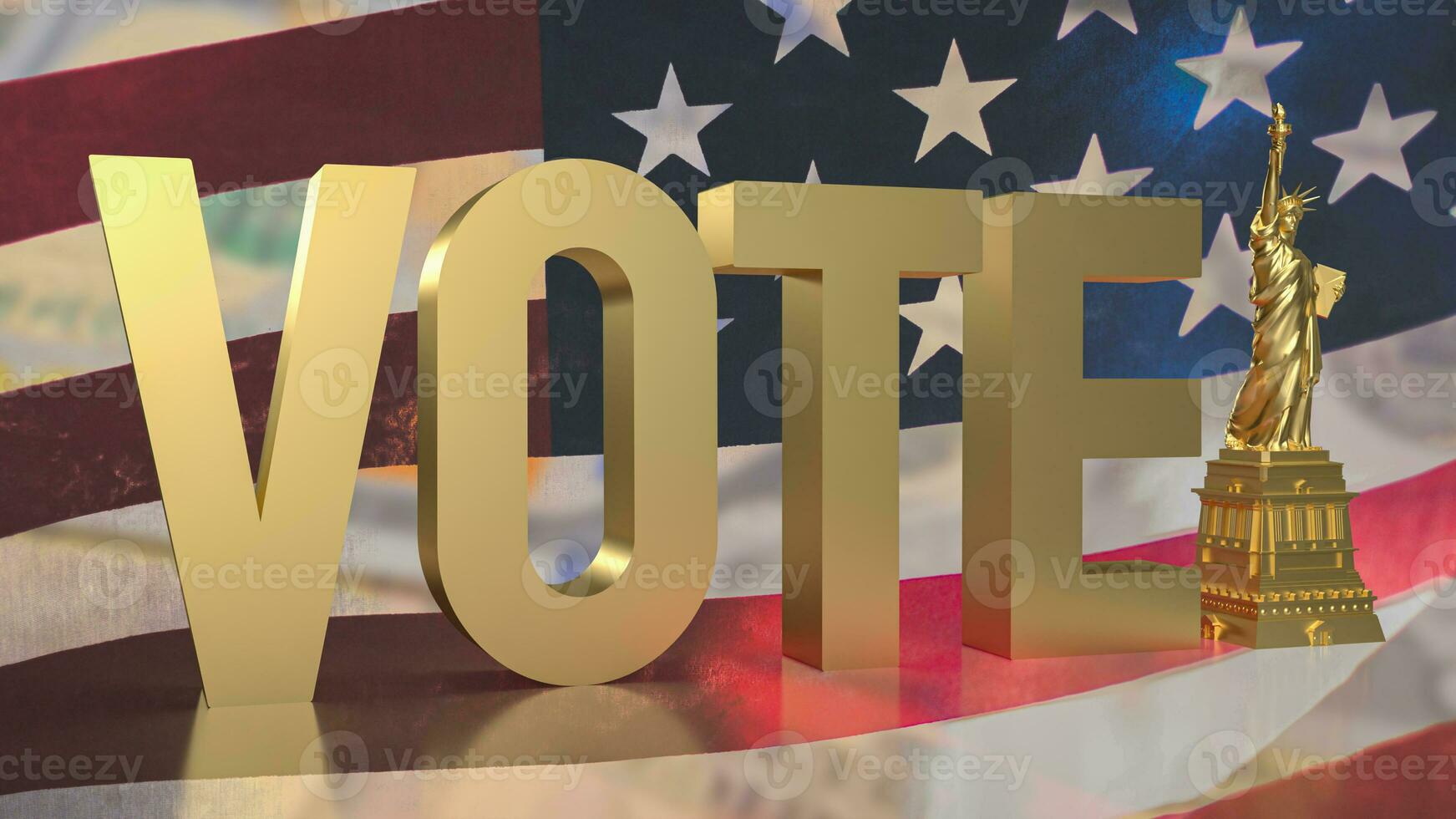 The statue of liberty on Usa flag Background for Vote concept 3d rendering photo