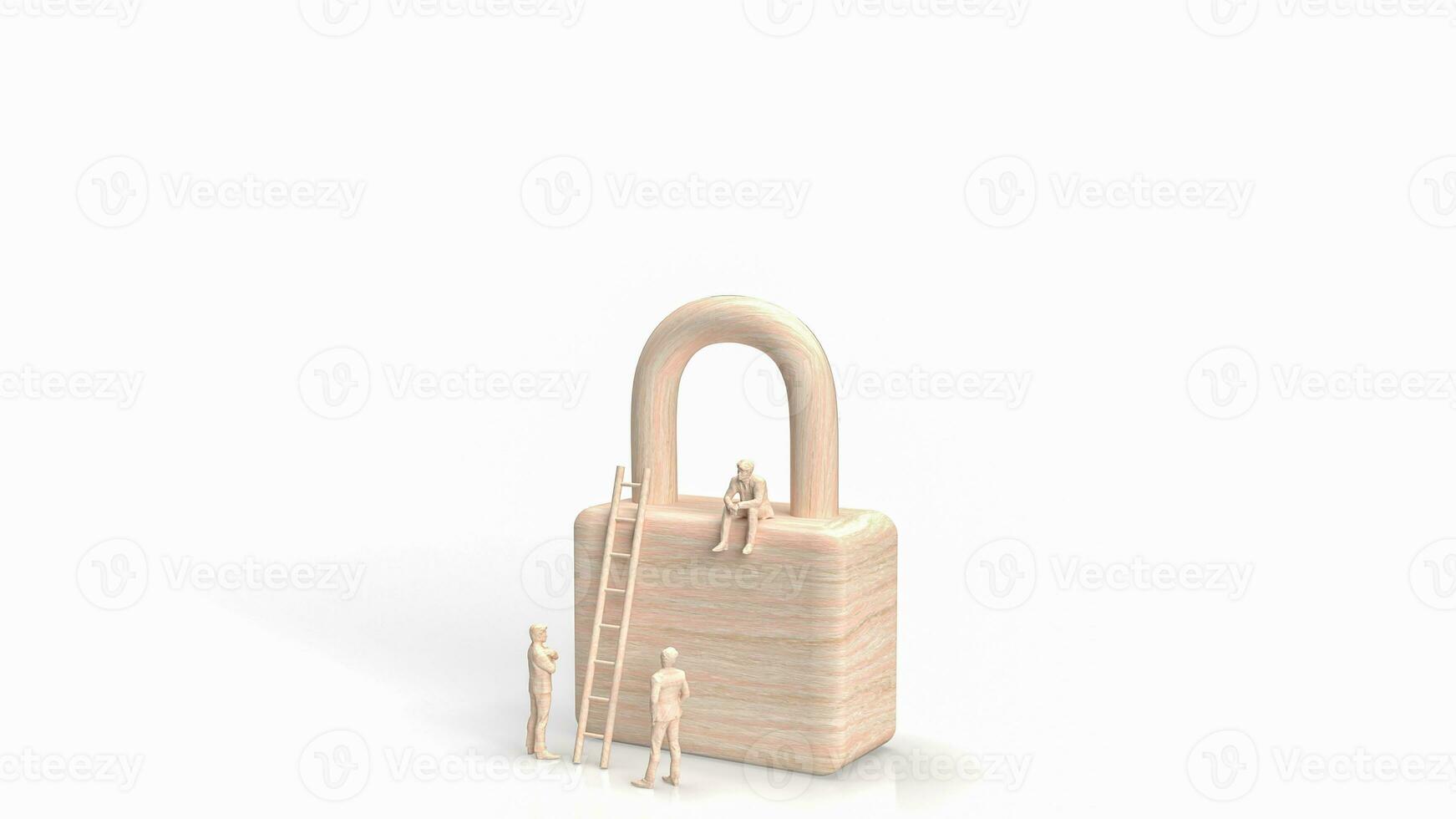 The man and lock for Business security concept 3d rendering photo