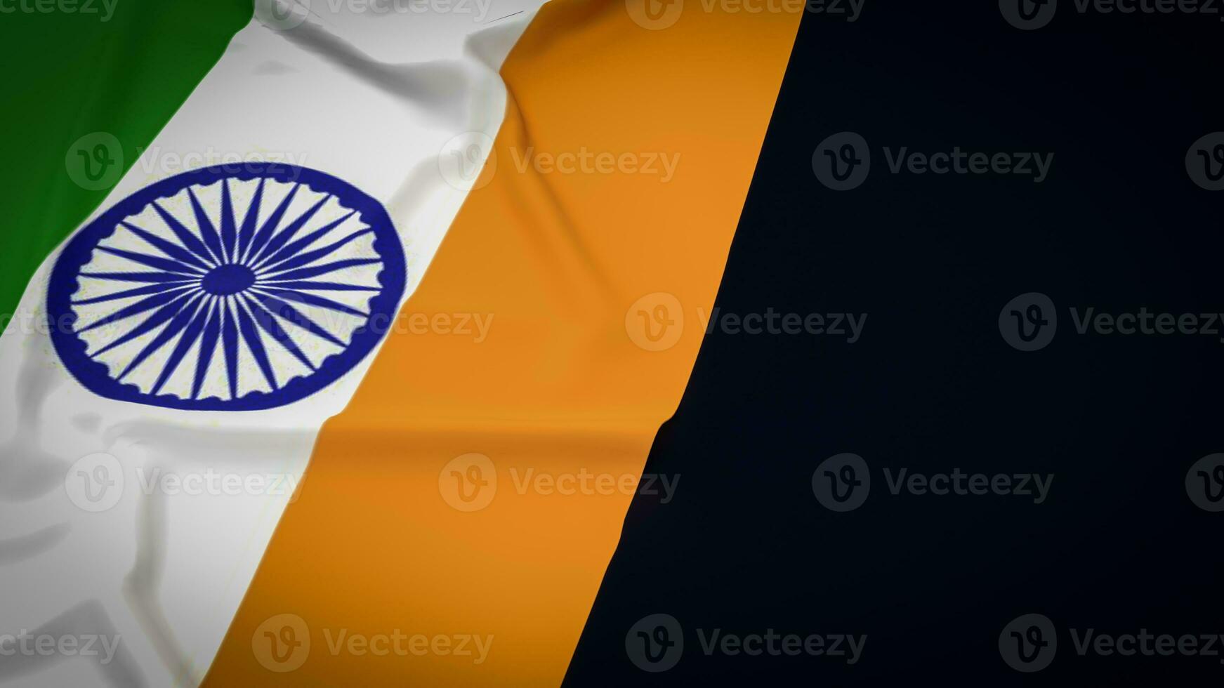 The India flag on black background  3d rendering photo
