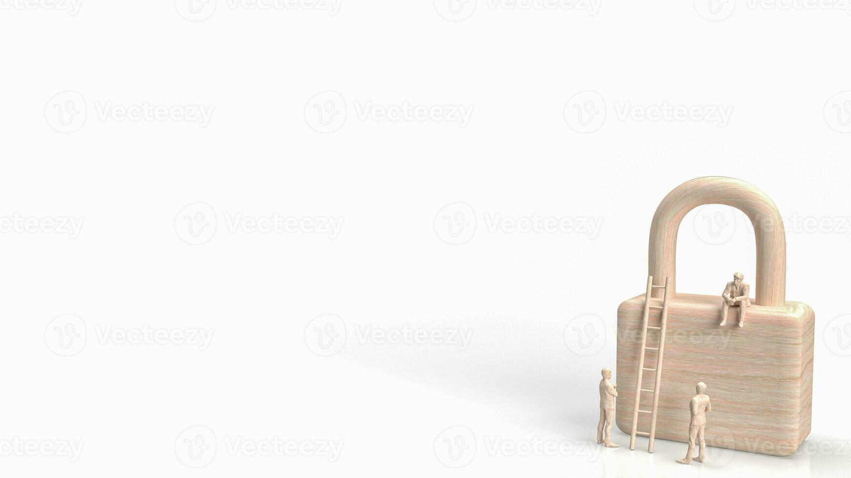 The man and lock for Business security concept 3d rendering photo