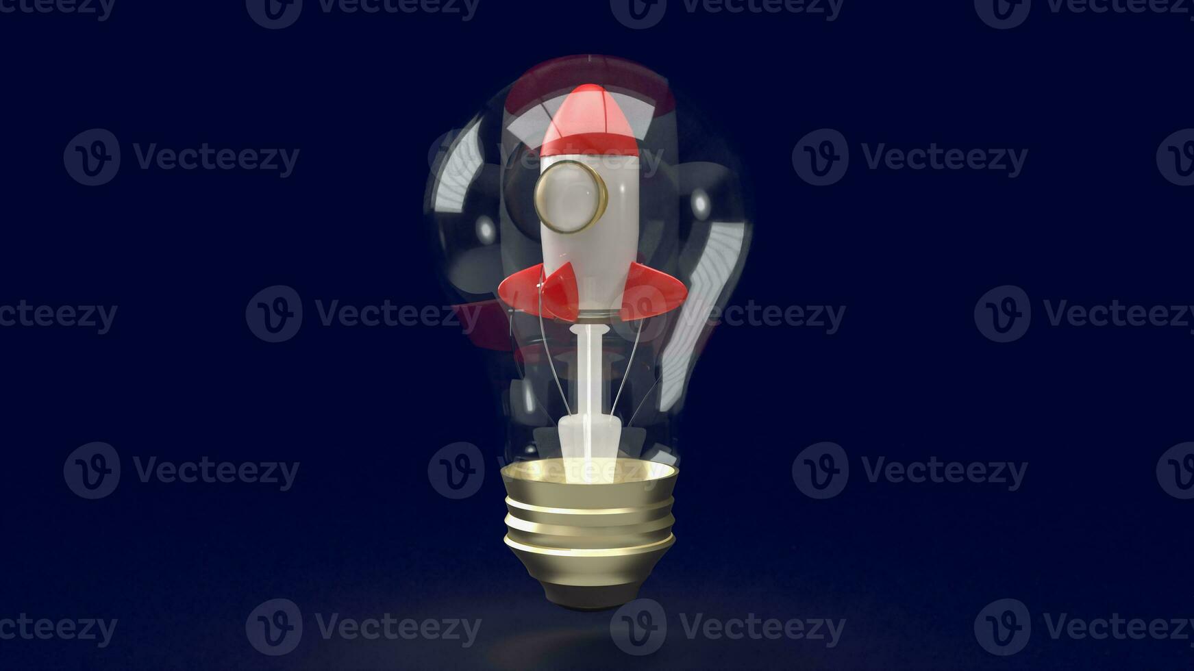 The rocket in bulb for startup Business concept 3d rendering photo
