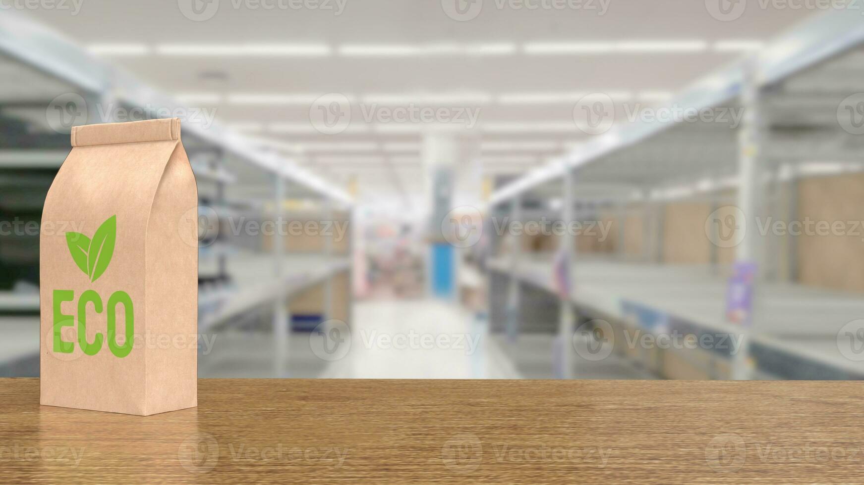 The eco product in super market background 3d rendering photo