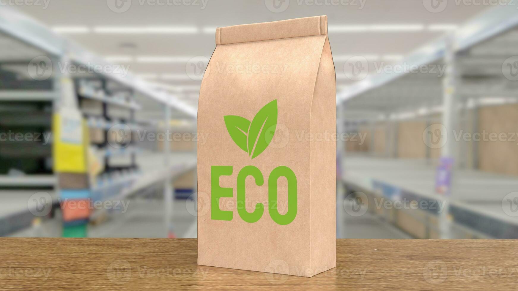 The eco product in super market background 3d rendering photo