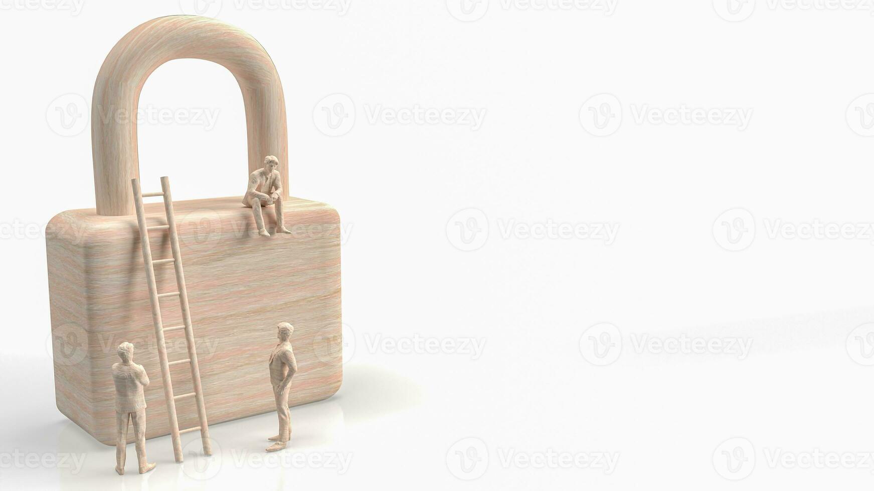 The man and lock for Business security concept 3d rendering photo