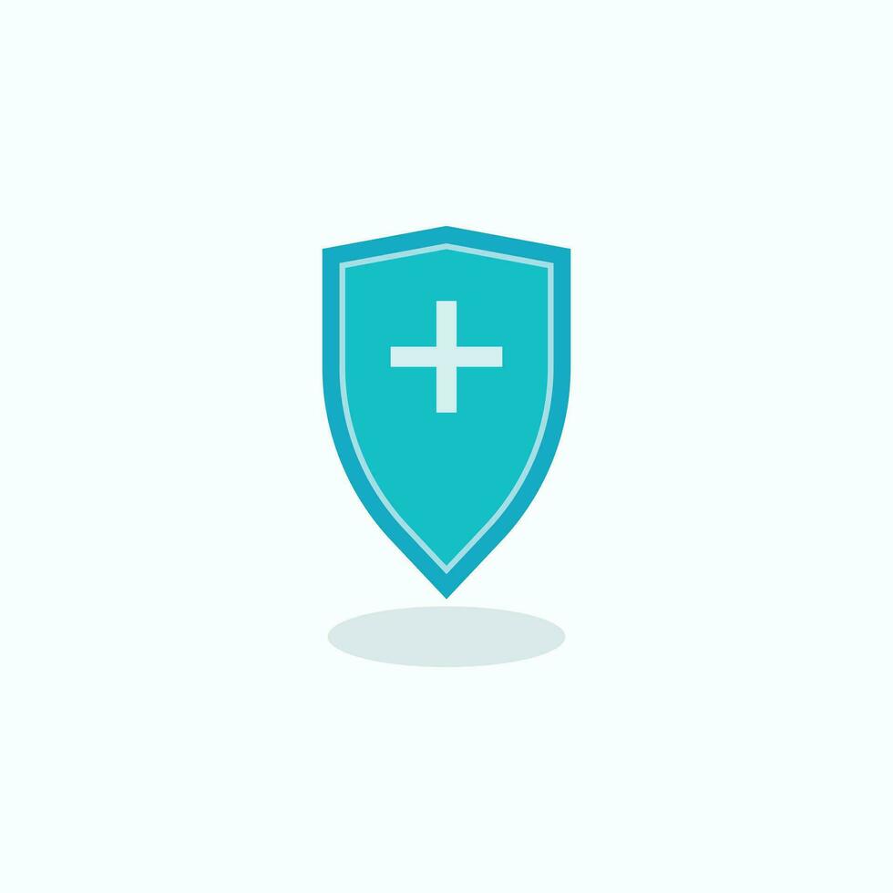 simple health shield vector logo icon.