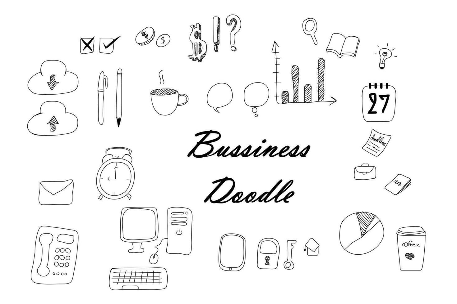 Bussiness model doodle drawing vector