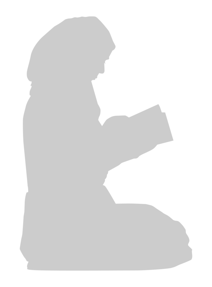 silhouette di il donna musulmano o musulmano lettura al Corano o Corano. vettore illustrazione png