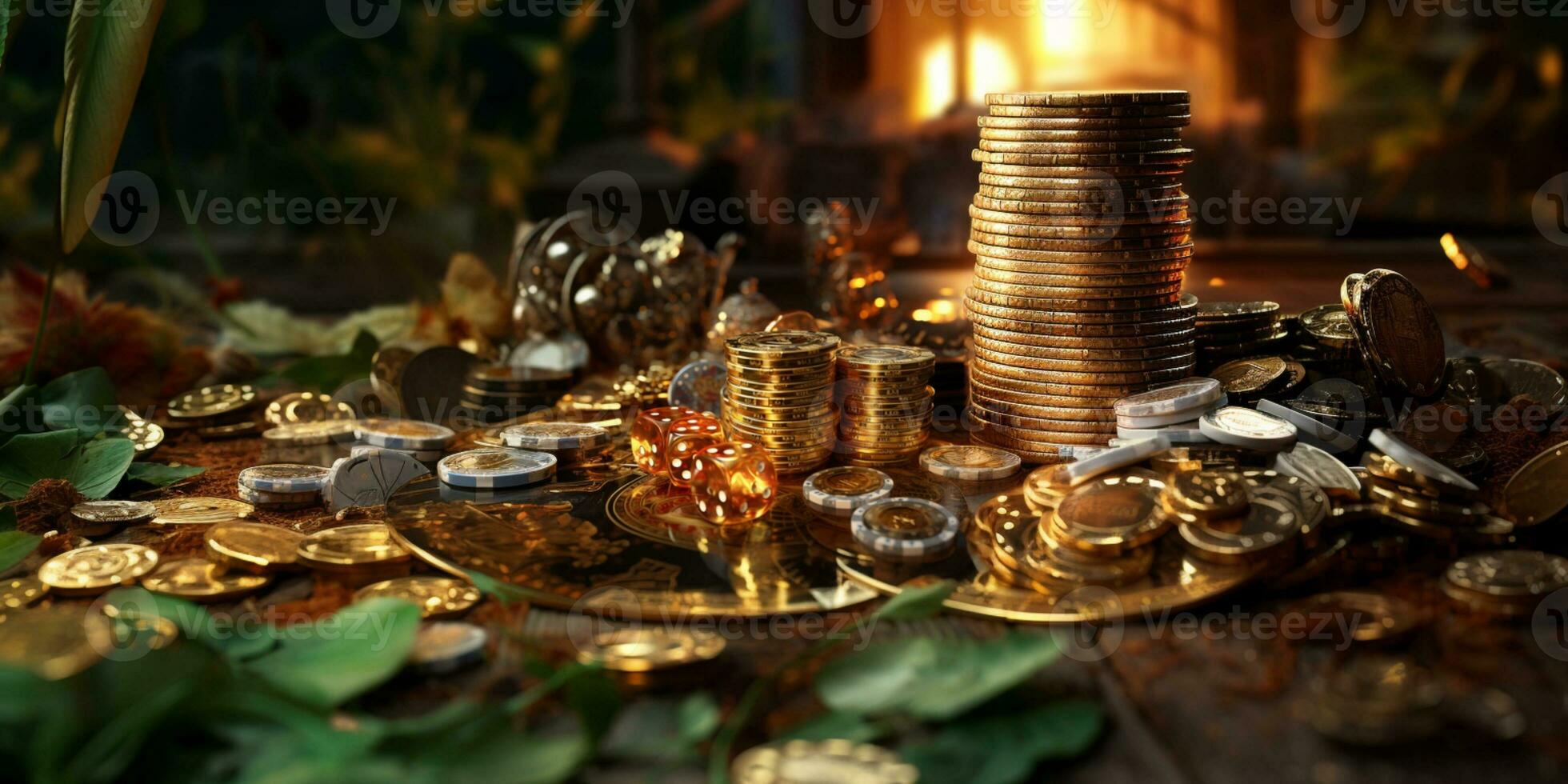 3D rendering image of gold and carbon VIP chip with diamond, casino, money, dice photo